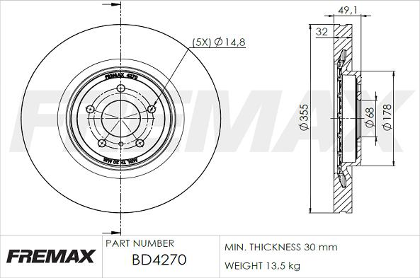 FREMAX BD-4270 - Bremžu diski www.autospares.lv