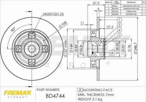 FREMAX BD-4744 - Bremžu diski www.autospares.lv