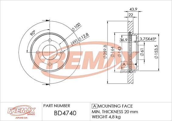 FREMAX BD-4740 - Bremžu diski www.autospares.lv