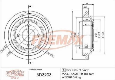 FREMAX BD-4742-KT - Bremžu trumulis www.autospares.lv