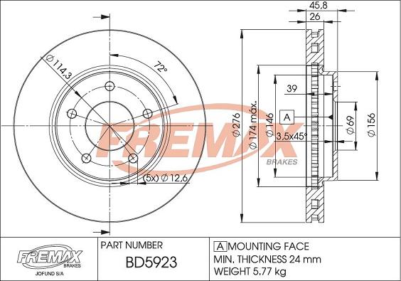 FREMAX BD-5923 - Bremžu diski www.autospares.lv