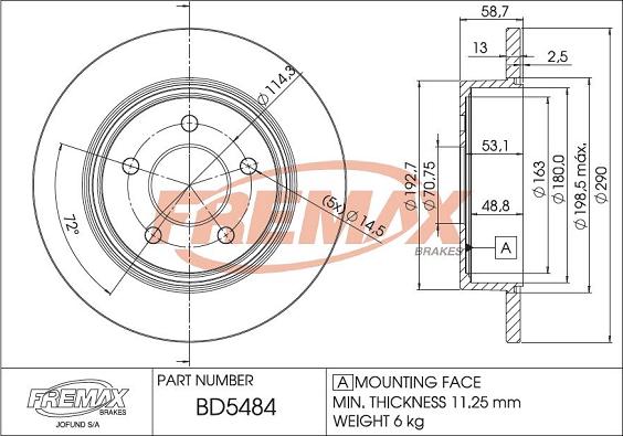 FREMAX BD-5484 - Bremžu diski www.autospares.lv