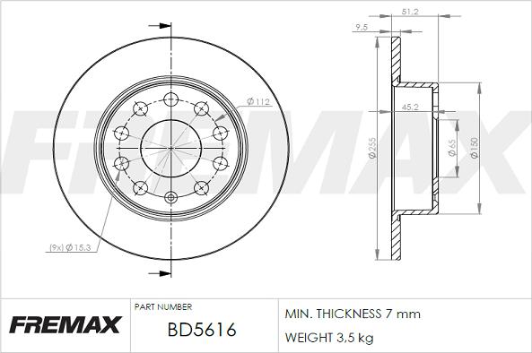 FREMAX BD-5616 - Bremžu diski www.autospares.lv