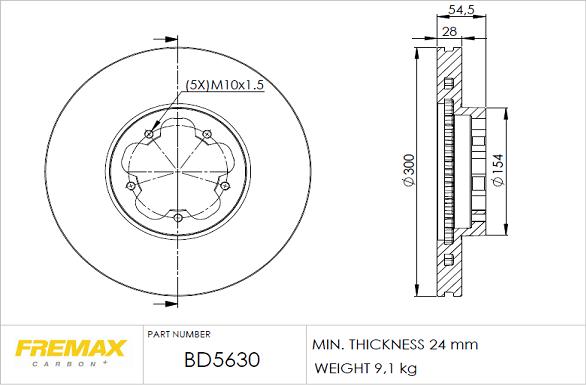 FREMAX BD-5630 - Bremžu diski www.autospares.lv