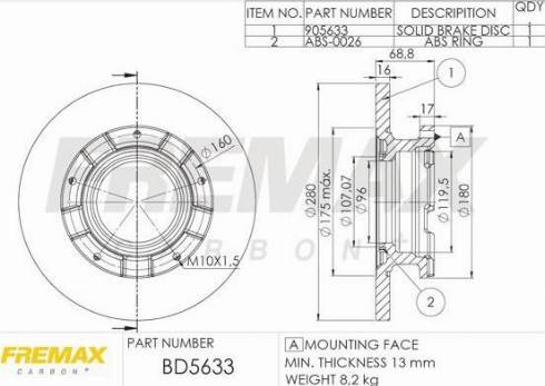 FREMAX BD-5633-KT - Brake Disc www.autospares.lv