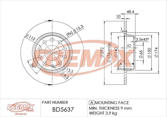 FREMAX BD-5637 - Тормозной диск www.autospares.lv