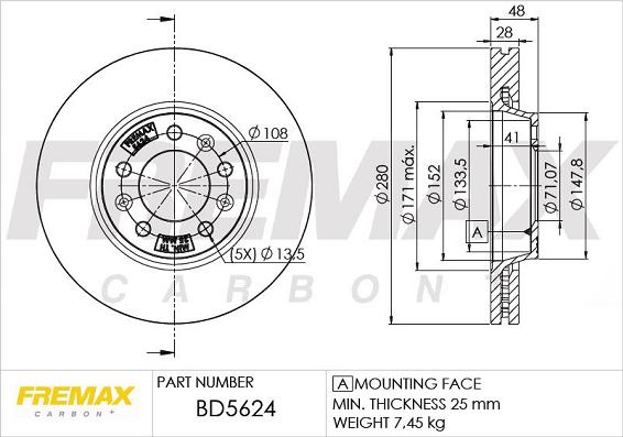 FREMAX BD-5624 - Bremžu diski www.autospares.lv