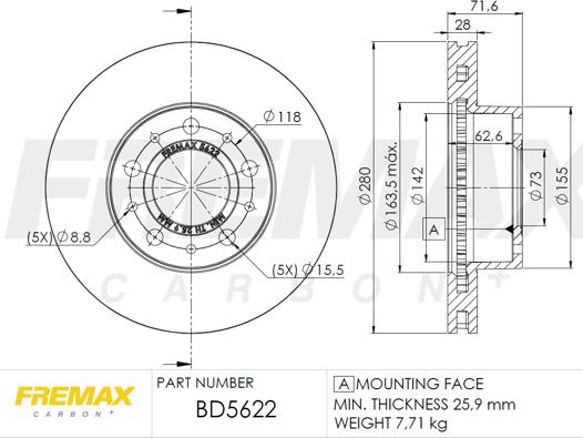 FREMAX BD-5622 - Bremžu diski www.autospares.lv