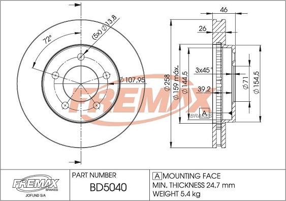 FREMAX BD-5040 - Bremžu diski www.autospares.lv