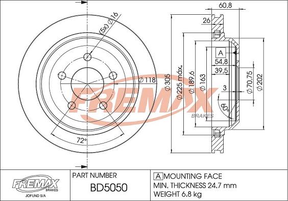 FREMAX BD-5050 - Bremžu diski www.autospares.lv