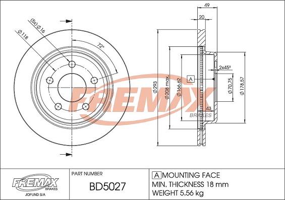 FREMAX BD-5027 - Bremžu diski www.autospares.lv