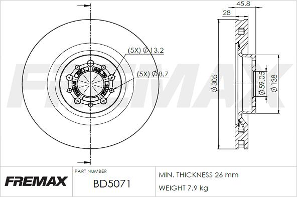 FREMAX BD-5071 - Bremžu diski www.autospares.lv