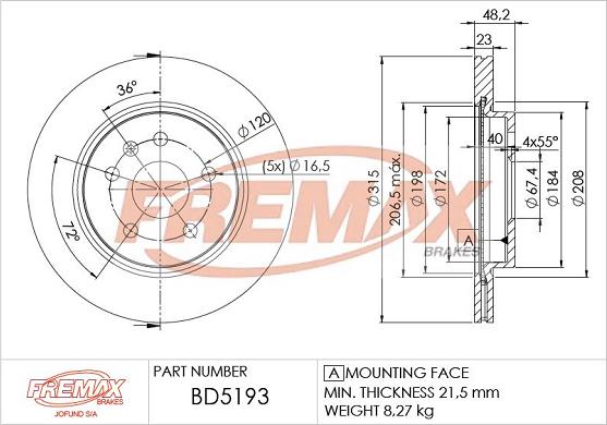 FREMAX BD-5193 - Bremžu diski www.autospares.lv