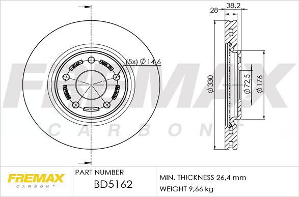 FREMAX BD-5162 - Bremžu diski www.autospares.lv