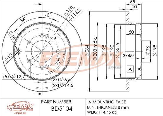 FREMAX BD-5104 - Bremžu diski www.autospares.lv