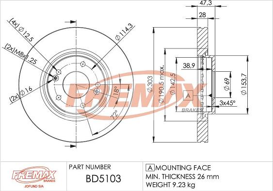 FREMAX BD-5103 - Bremžu diski www.autospares.lv