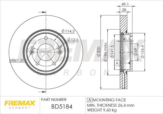 FREMAX BD-5184 - Bremžu diski www.autospares.lv