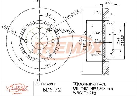 FREMAX BD-5172 - Bremžu diski www.autospares.lv