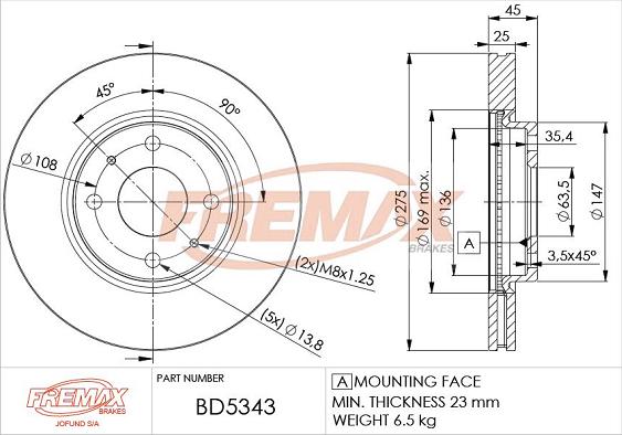 FREMAX BD-5343 - Bremžu diski www.autospares.lv