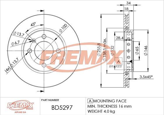 FREMAX BD-5297 - Bremžu diski www.autospares.lv