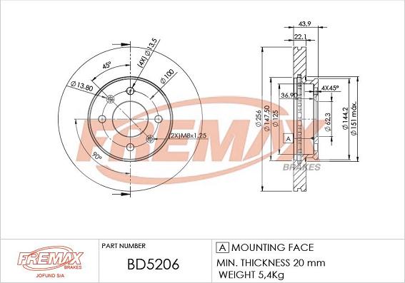 FREMAX BD-5206 - Bremžu diski www.autospares.lv