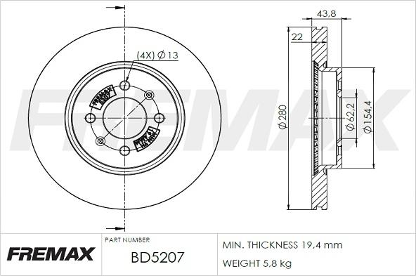 FREMAX BD-5207 - Bremžu diski www.autospares.lv