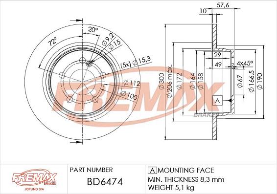 FREMAX BD-6474 - Bremžu diski autospares.lv