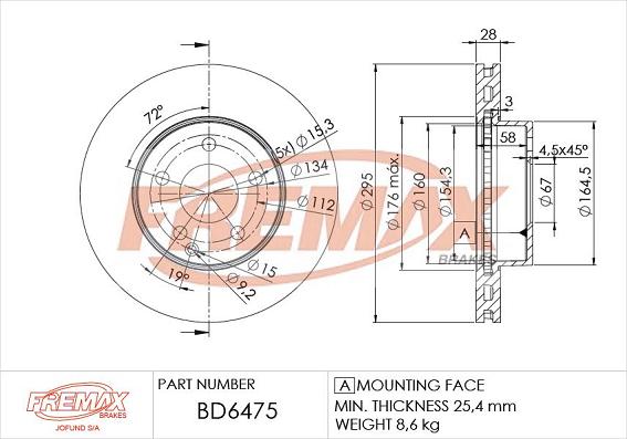 FREMAX BD-6475 - Bremžu diski www.autospares.lv