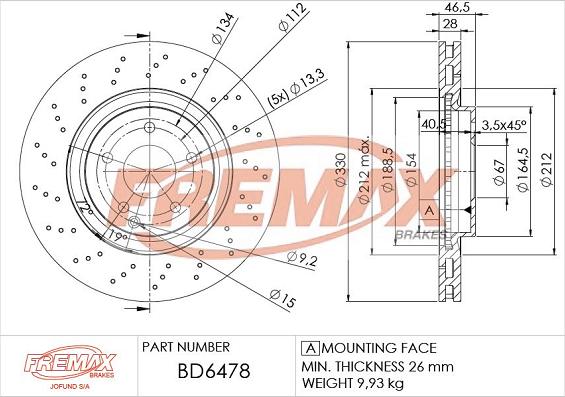 FREMAX BD-6478 - Bremžu diski www.autospares.lv