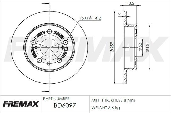 FREMAX BD-6097 - Bremžu diski www.autospares.lv