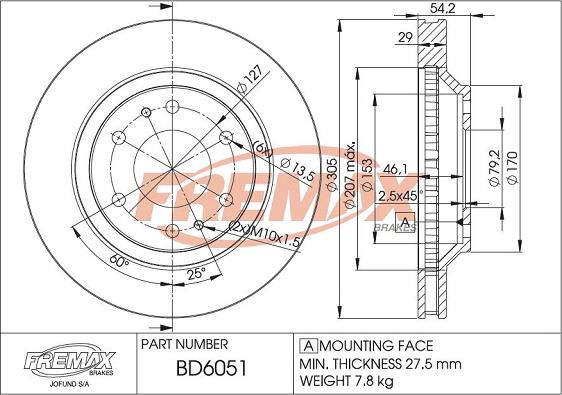 FREMAX BD-6051 - Bremžu diski www.autospares.lv