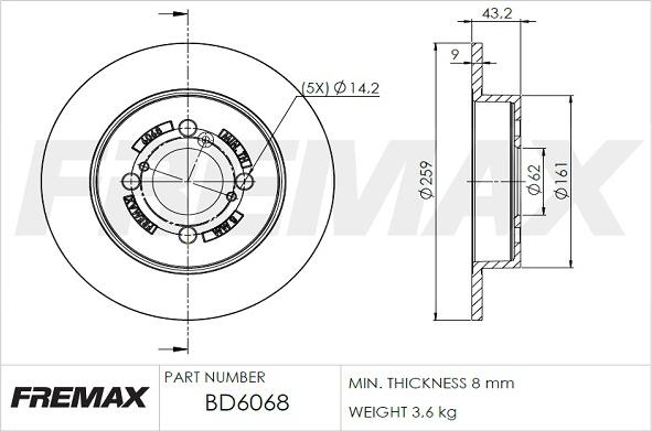 FREMAX BD-6068 - Bremžu diski www.autospares.lv