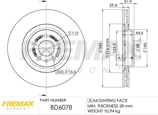 FREMAX BD-6078 - Тормозной диск www.autospares.lv