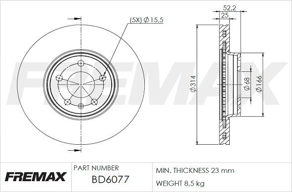 FREMAX BD-6077 - Bremžu diski www.autospares.lv