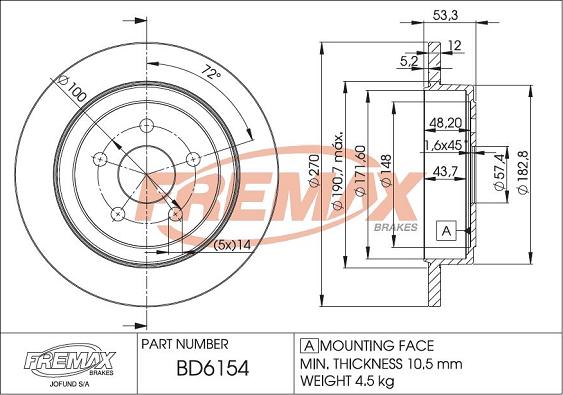 FREMAX BD-6154 - Bremžu diski www.autospares.lv