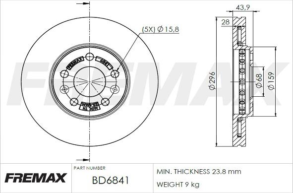 FREMAX BD-6841 - Bremžu diski www.autospares.lv