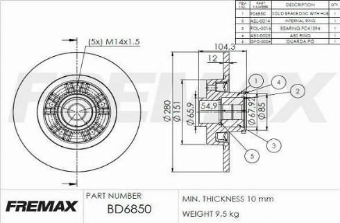 FREMAX BD-6850-KT - Bremžu diski www.autospares.lv