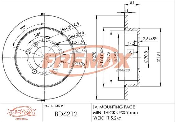 FREMAX BD-6212 - Тормозной диск www.autospares.lv