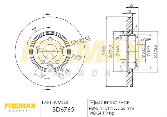 FREMAX BD-6765 - Brake Disc www.autospares.lv