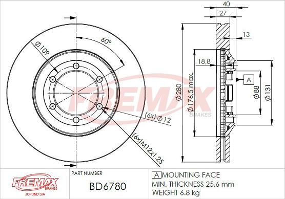 FREMAX BD-6780 - Bremžu diski www.autospares.lv