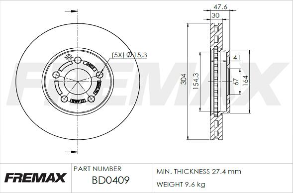 FREMAX BD-0409 - Bremžu diski www.autospares.lv