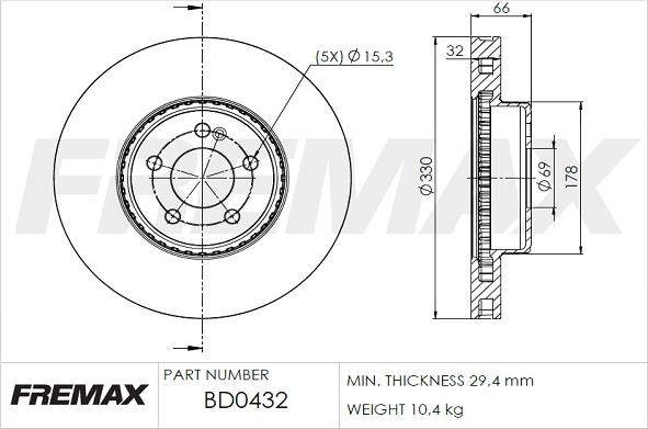 FREMAX BD-0432 - Bremžu diski www.autospares.lv