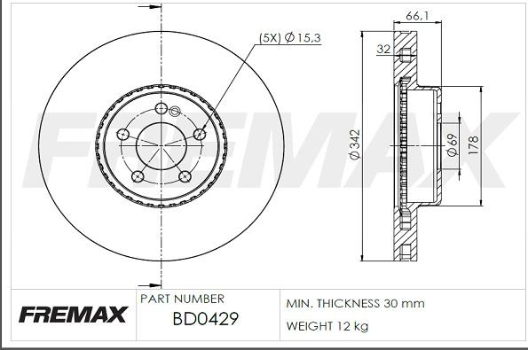 FREMAX BD-0429 - Bremžu diski www.autospares.lv