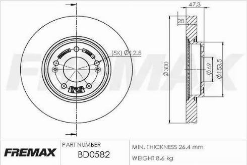 FREMAX BD-0582 - Bremžu diski www.autospares.lv