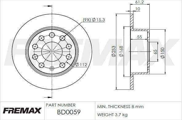 FREMAX BD-0059 - Bremžu diski www.autospares.lv