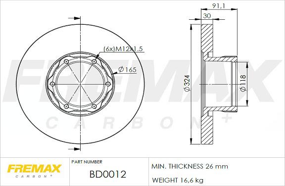 FREMAX BD-0012 - Bremžu diski www.autospares.lv