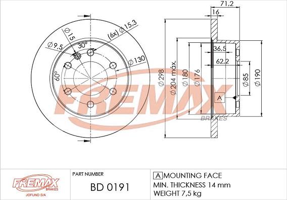 FREMAX BD-0191 - Bremžu diski www.autospares.lv