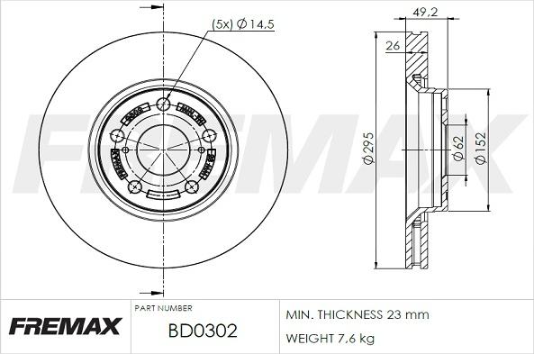 FREMAX BD-0302 - Bremžu diski www.autospares.lv