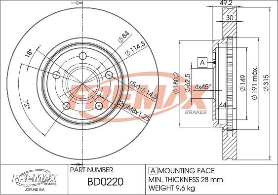 FREMAX BD-0220 - Bremžu diski autospares.lv