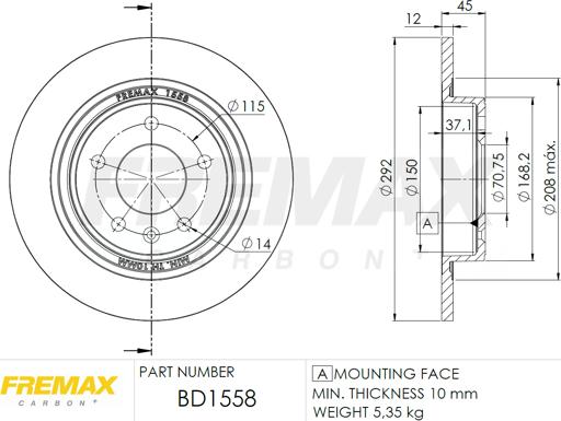 FREMAX BD-1558 - Bremžu diski www.autospares.lv